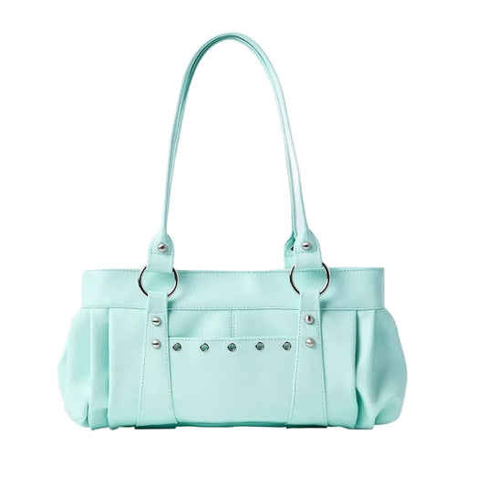 Studded Pleated Shoulder Bag