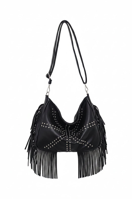 Studded Fringe Shoulder Bag