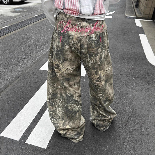 Embroidered Camo Pants